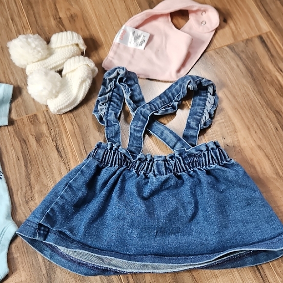 Gerber & Carters Kids Matching Set Multicolored Denim Overall Dress 0-3 Mths - Picture 11 of 11